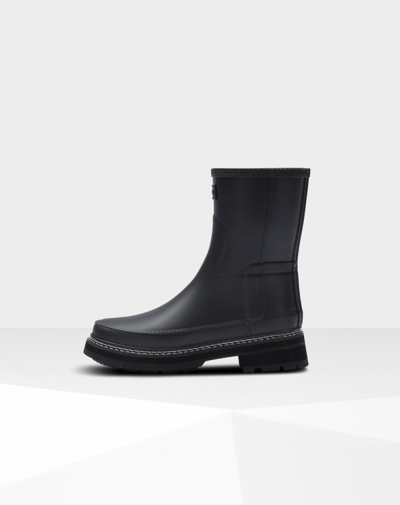 Women's Hunter Refined Stitch Detail Short Rain Boots Black | US6524713