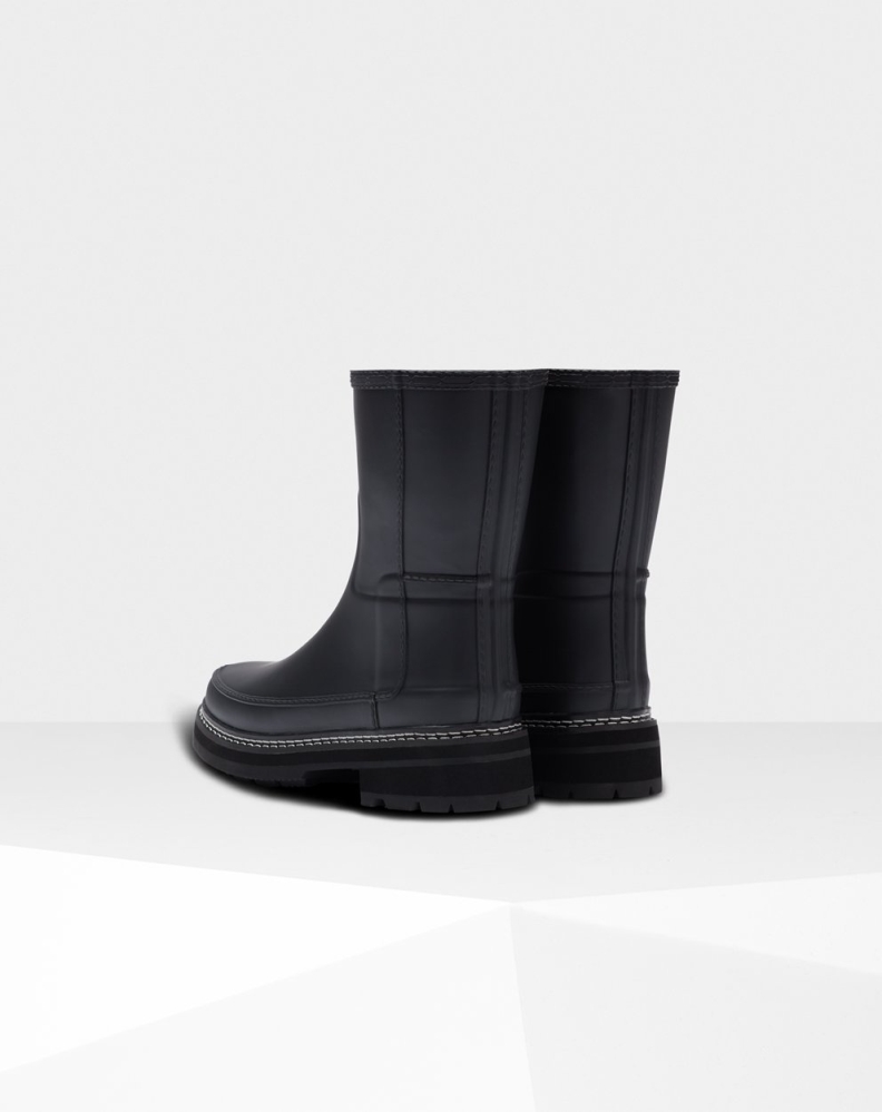 Women's Hunter Refined Stitch Detail Short Rain Boots Black | US6524713