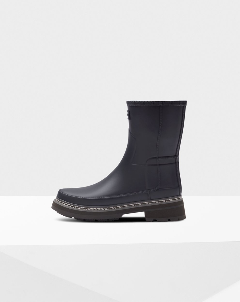 Women's Hunter Refined Stitch Detail Short Rain Boots Navy | US8907563