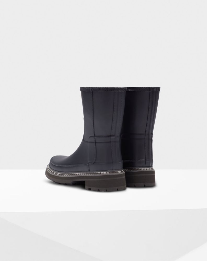 Women's Hunter Refined Stitch Detail Short Rain Boots Navy | US8907563